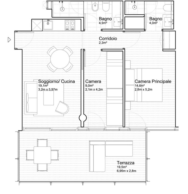 Appartamento Jesolo The Summer Houses G403 West pianta