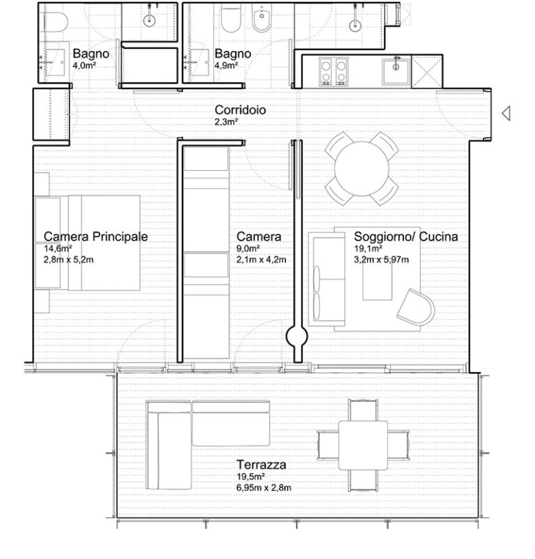 Appartamento Jesolo The Summer Houses G404 West pianta