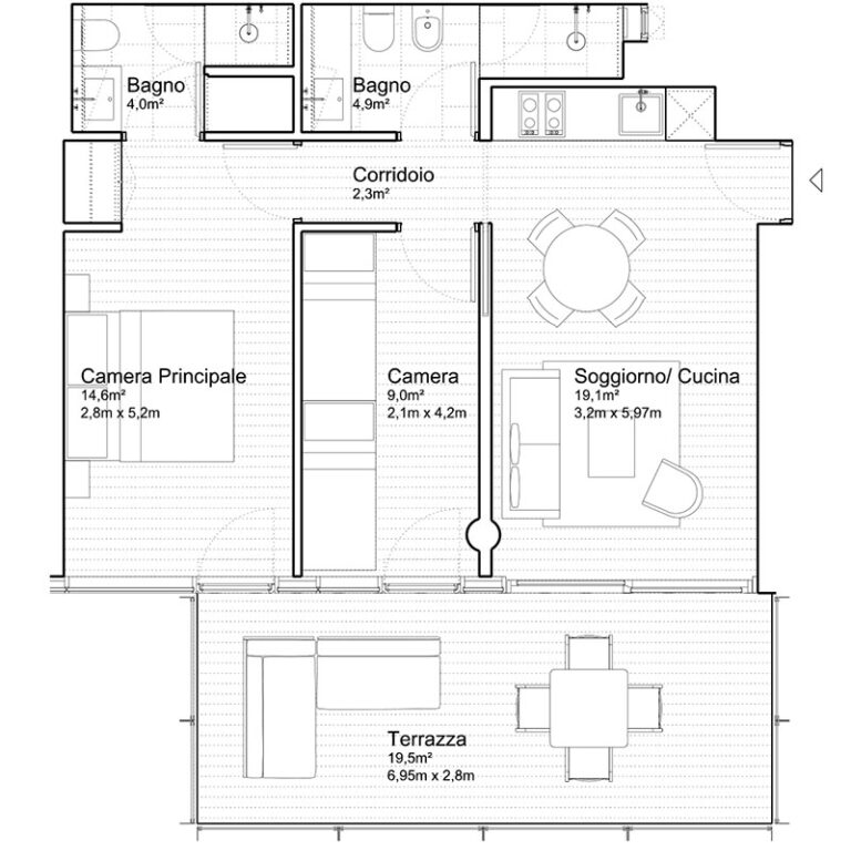 Appartamento Jesolo The Summer Houses G504 West pianta